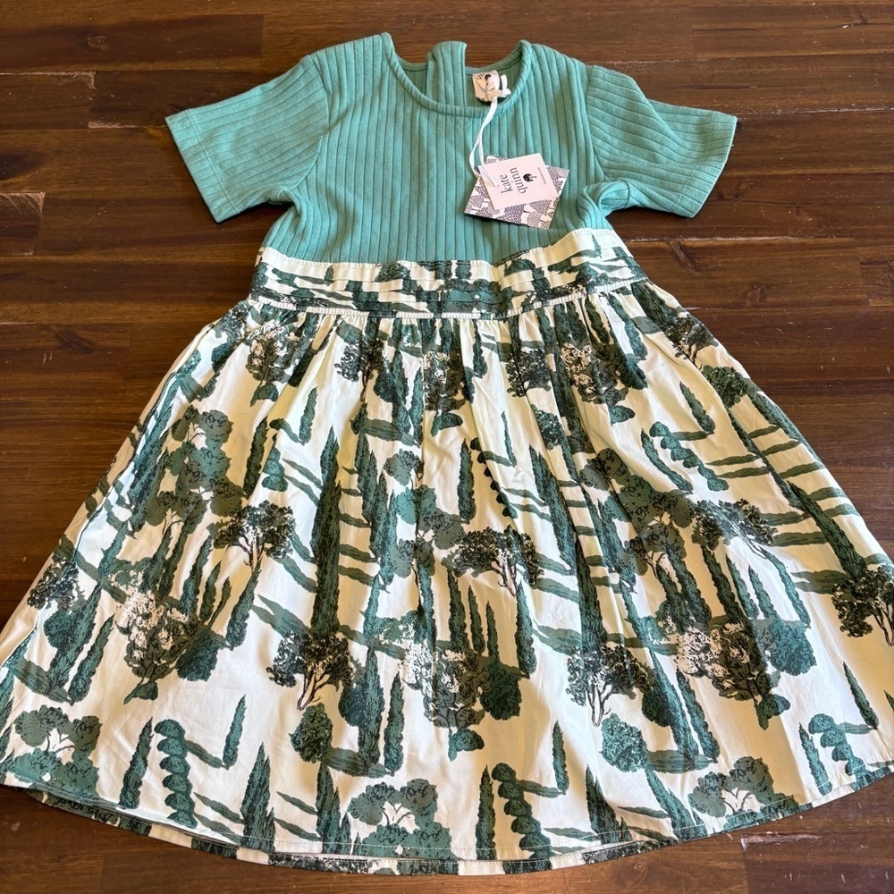 Rare Kate Quinn alice in wonderland Verde Green Trees Malachite cotton 5 Toddler